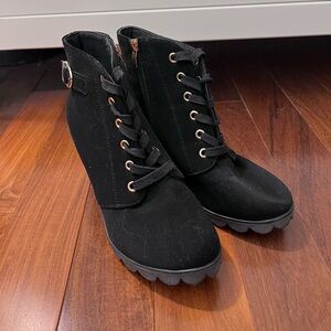 Black Lace-Up Ankle Boots